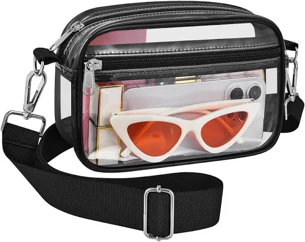 Bagenius Clear crossbody Messenger Shoulder Bag Clear Purse Stadium Approved Suitable for Work, Travel, Workout, concerts or Sports