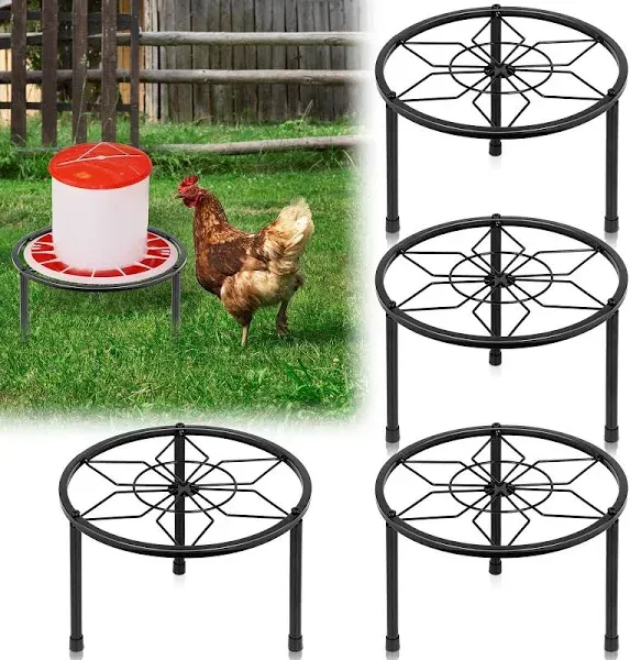 LOTKEY 4 Pcs Metal Stand for Chicken Feeder Waterer