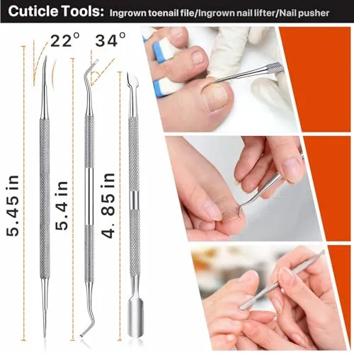 Ingrown Toenail Tool Kit 9 Pcs, Toe Nail Clippers for Adult and Seniors, Larg...