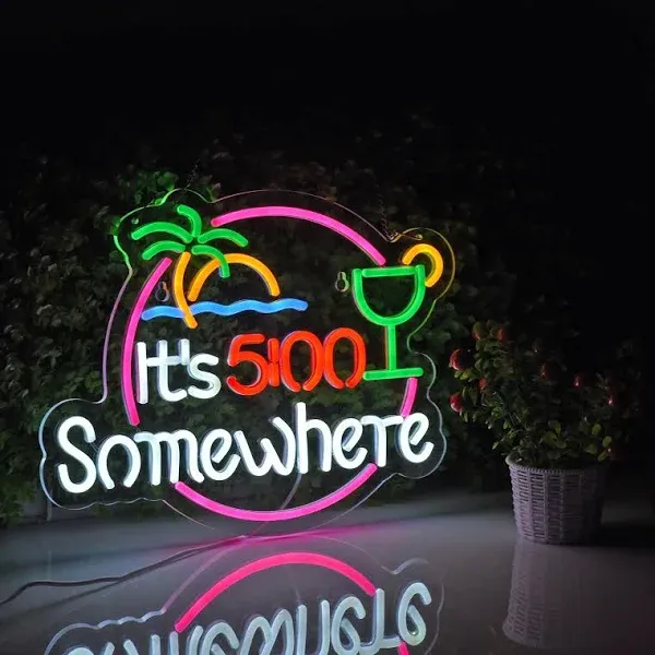 Geewkooy Its 5 00 O'Clock Some Where Neon Sign