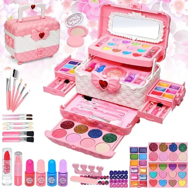 HERAPFANN Kids Washable Makeup kit for Girl - Kids Makeup Kit Toys for Girls Lit