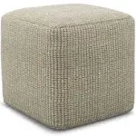 Isadora Square Woven Pet Polyester Pouf Cream/Natural - Wyndenhall