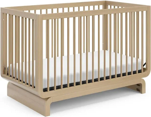 Storkcraft Santorini Deluxe 5-in-1 Convertible Crib with Bonus Toddler Guardrail (Black with Driftwood) – GREENGUARD Gold Certified, Toddler Guardrail Included in Box, Fits Standard Crib Mattress