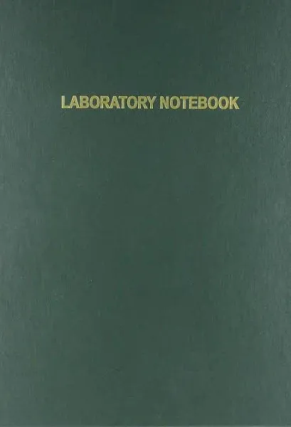 BookFactory Green Lab Notebook/Laboratory Notebook - 96 Pages (.25" Grid Format) 8 7/8" x 11 1/4", Green Cover, Section Sewn Hardbound (LIRPE-096-LGR-A-LGT1)