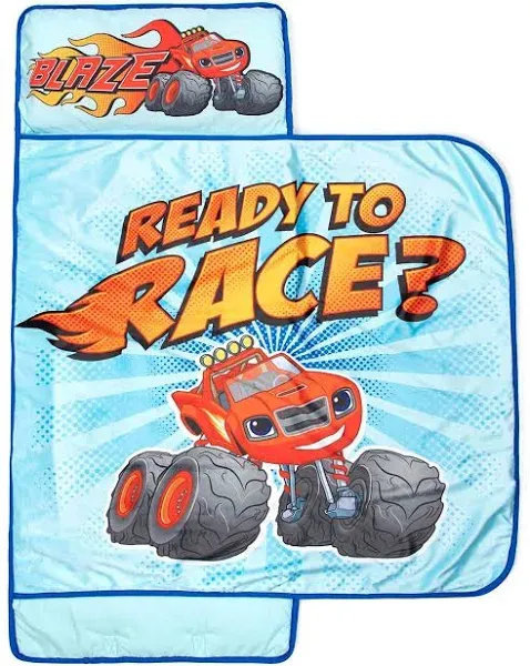 Jay Franco Blaze and The Monster Machines Ready to Race Mat – Built-in Pillow and Blanket - Super Soft Microfiber Kids'/Toddler/Children's Bedding, Ages 3-7 (Official Blaze and The Monster Machines)