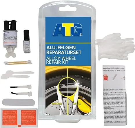 ATG Autozubehör-Teile-Gerl Alu-FIX Alu-Felgen-Reparaturset – Alufelgen schnell und einfach reparieren – inkl. Lackstift – 13tlg