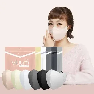 HOMSSEM [25pcs] VIUUM Deluxe Korean Face Color Mask– Soft and Durable Korea Face Mask for Adults –2D 4-Layer Filter 6Color (Black-Medium)