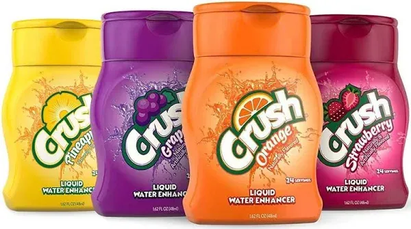 CRUSH Crush, Variety Pack, Liquid Water Enhancer – New, Better Taste (4 Bottles, Makes 96 Flavored Water Drinks) 1.62 Fl Oz (Pack of 1)