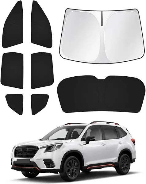 Sunshades for 2019-2024 Subaru Forester Accessories Windshield Sun Shade Side Rear Window Shade Cover Sun Visor Shield Privacy Protection Keep Vehicle Cool Black 8PCS