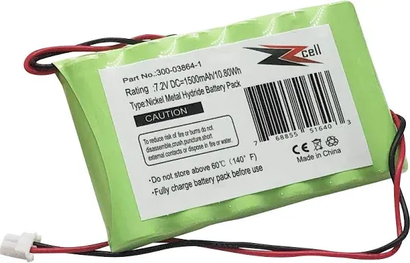 ZZcell® Battery for Honeywell Alarm LYNXRCHKITHC 781410403291 55026089 WALYNX-RCHB-SC WALYNXRCHBSC LYNXRCHKIT-SC ADEMCO 300-03865, 7.2V, 1500mAh (NOTE: Please Check Part No. Before Purchase)