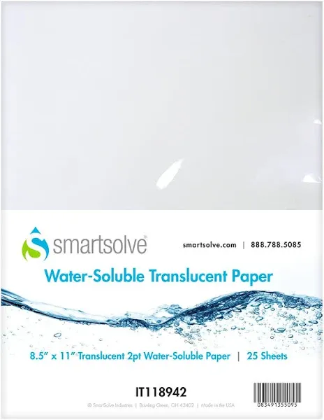 SmartSolve - IT118942 2pt Water-Soluble Translucent Paper 8.5" x 11" White (Pack of 25)