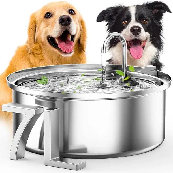 oneisall Dog Water Fountain for Large Dogs,7L/230oz/1.8G Stainless Steel Dog Fountain Super Quiet with Triple Filtration,Great for Large Dogs Cats