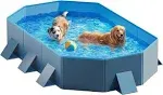 Niubya Foldable Dog Pool, Collapsible Hard Plastic Dog Swimming Pool, Portable Bath Tub for Pets Dogs and Cats, Pet Wading Pool for Indoor and