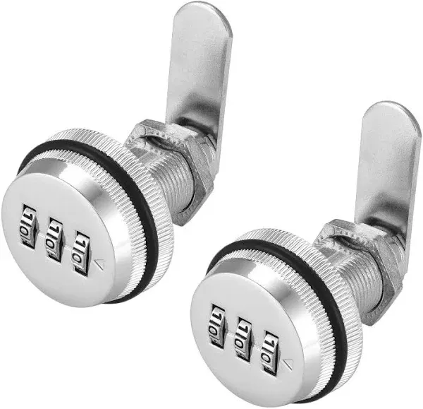 2 Pack Combination Cam Lock Password Coded Lock 3-Digit Security Cabinet Cam Lock 3/4 Inch Cylinder Chrome Finish Drawer File Cabinet Lock for Office Home Mailbox Door Storage Cabinet