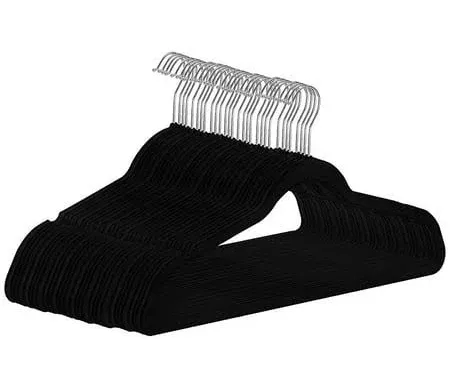 30 Pack Velvet Hangers: Black, Non-Slip, with 360° Swivel Hooks