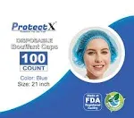 21" Disposable Bouffant Caps Hair Net | CASE OF 1000, BLUE | Non-Woven, Non-Pleated Hairnets | Perfect for Medical, Labs, Nurse, Tattoo, Food Service, Hospital, Cooking - Size 21" Blue