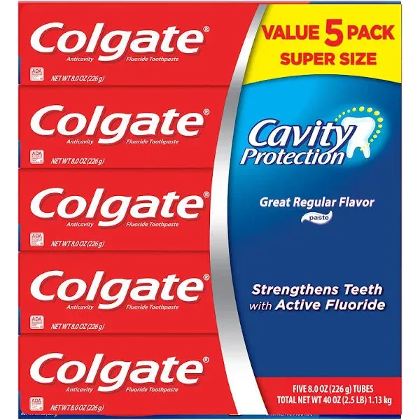 (4 Pack) Colgate Cavity Protection Toothpaste with Fluoride, Great Regular Flavor, 32 oz, 4 Ct