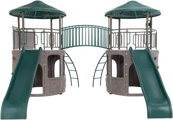 Lifetime Double Adventure Tower Playset w/ Bridge - Earthtone