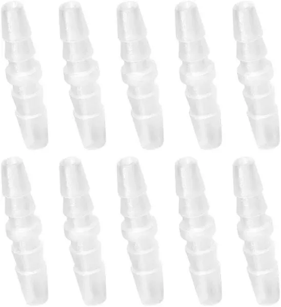 Quickun Plastic Hose Barb Fitting, 1/4" x 1/4" Barbed Splicer Mender Joint Adapter Union Fitting (Pack of 10)