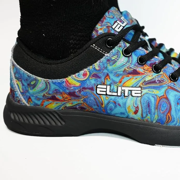 ELITE Women's Blue Swirl Bowling Shoes - Adjustable Fit, Slide Soles, Komfort-Lite Comfort, and Lightweight