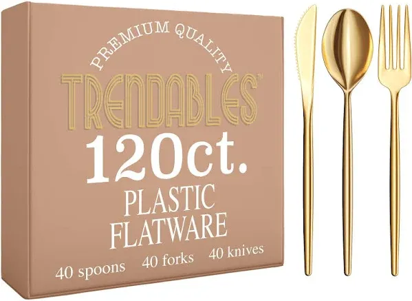 120 Pack Gloss Cutlery Set | Gold 40/40/40