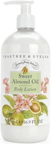 Crabtree &amp; Evelyn Sweet Almond Oil Body Lotion w/ Pump 16.9 oz New