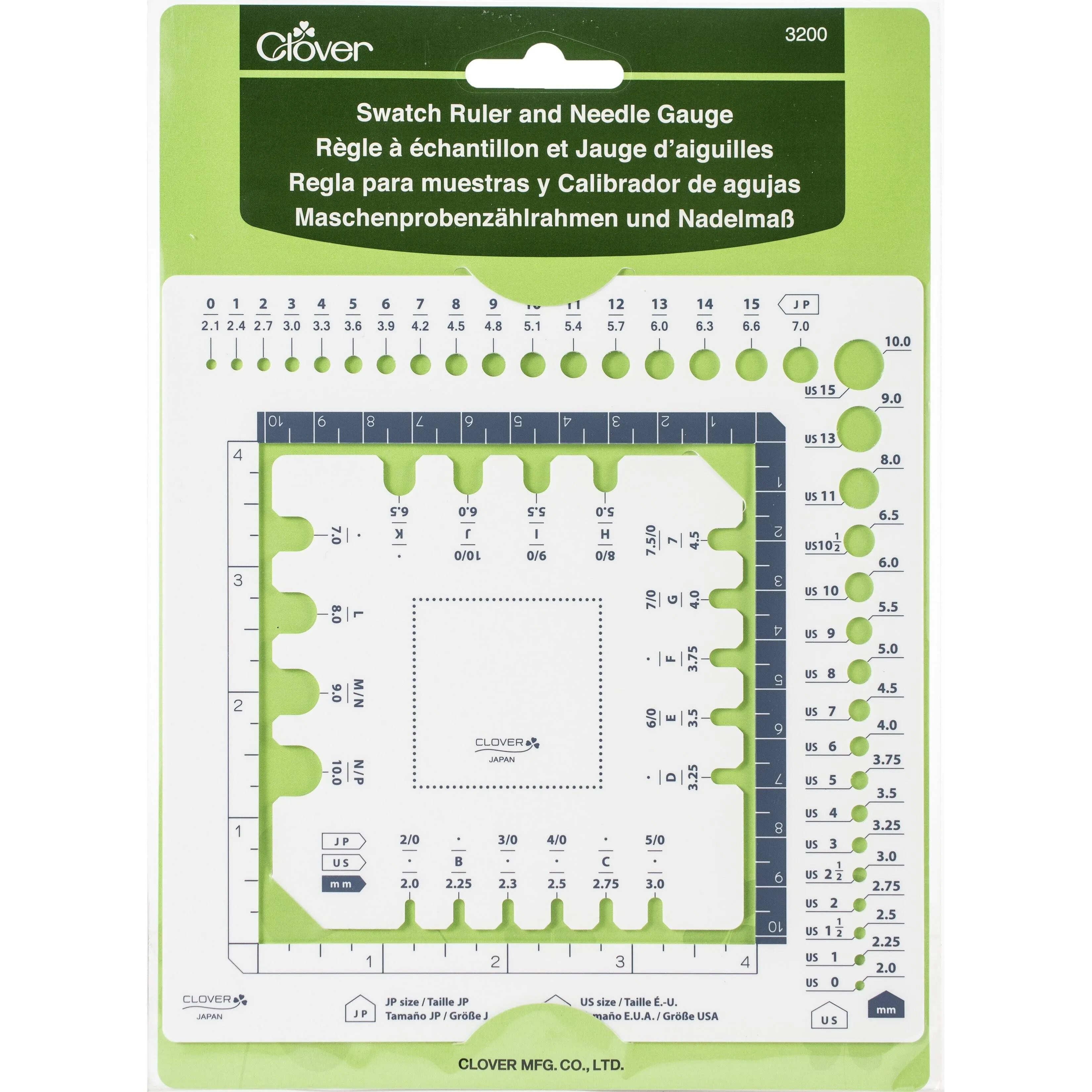 Clover Swatch Ruler and Needle Gauge