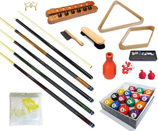 Pool Table - Premium Billiard 32 Pieces Accessory Kit - Pool Cue Sticks Bridge Ball Sets