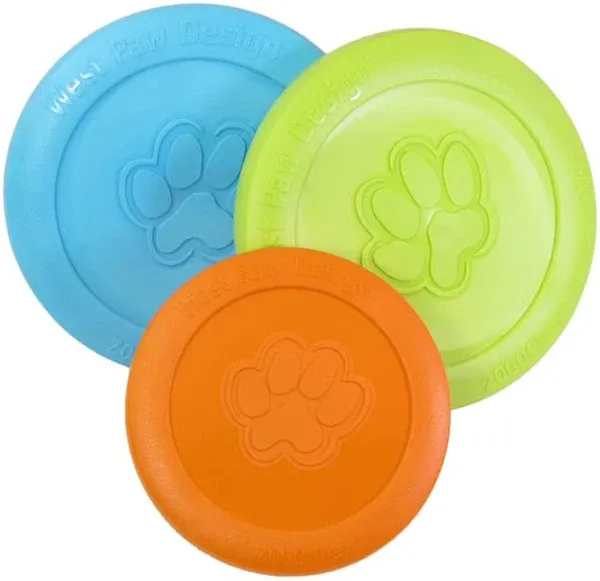 WEST PAW 2 Zogoflex Zisc Dog Flying Discs (Large, Glow and Large, Granny Smith) – Lightweight, Floatable Dog Flying Discs for Fetch, Tug of War, Catch, Play – Doubles as Food/Water Bowl