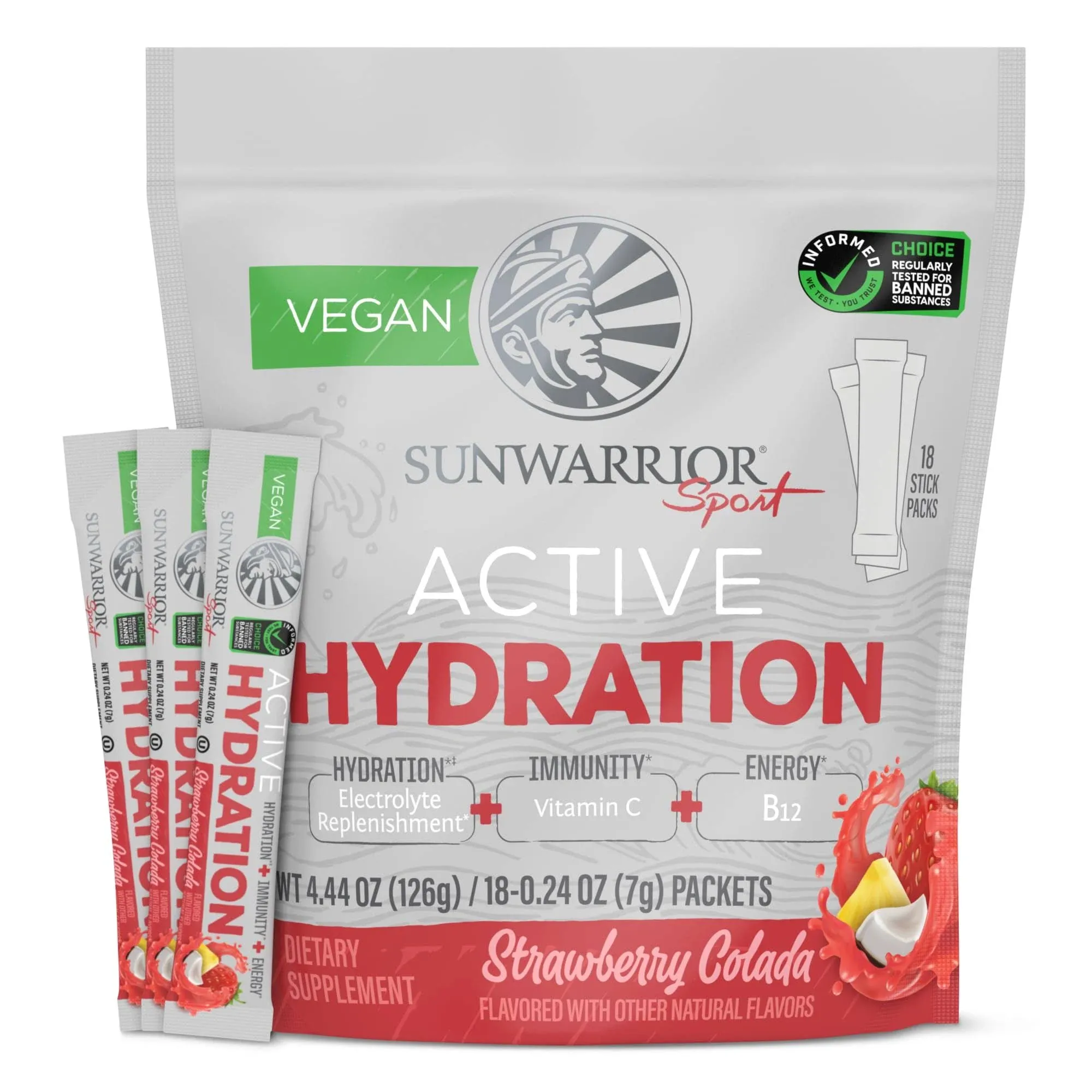 Sunwarrior Active Hydration Strawberry Colada Stick Packs