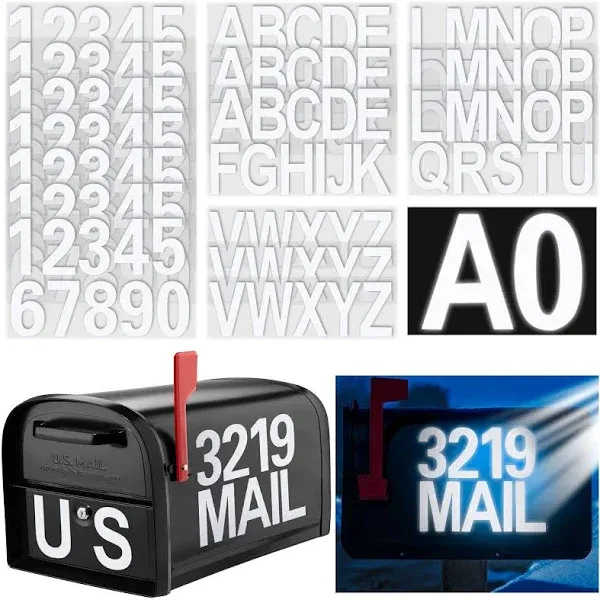 148 pcs 2 Inch Reflective Waterproof Mailbox Letters and Numbers Stickers