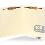 100 Manila Fastener File Folders with End Tabs, Reinforced Straight Cut End T...