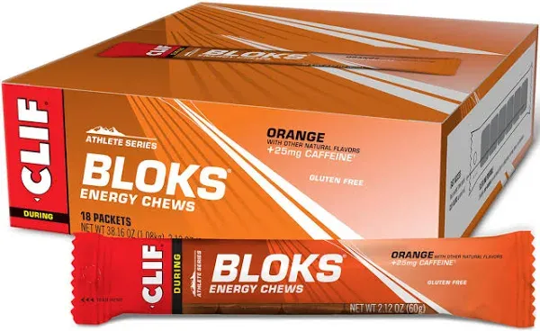 Bloks Energy Chews Orange - Box of 18 Packets - +25mg Caffeine 840046-07