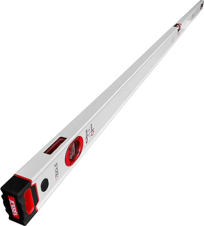 CE Tools 72 Inch Red Edge Level - 6 Foot Level Tool with Shock-Proof Vial, Milled Bottom, and Robust End Caps, Aluminum