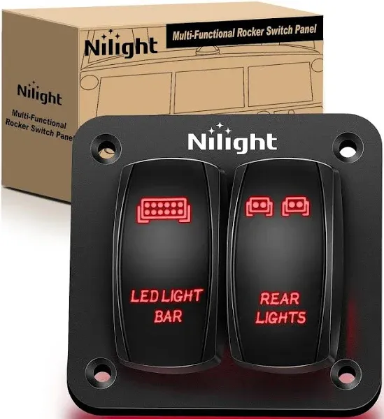 Nilight 2 Gang Rocker Switch Panel