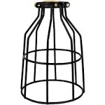 Rustic Industrial Lamp Accessory Set - Metal Cage Guard & Vintage Holders for Pendant String Lights (Black)