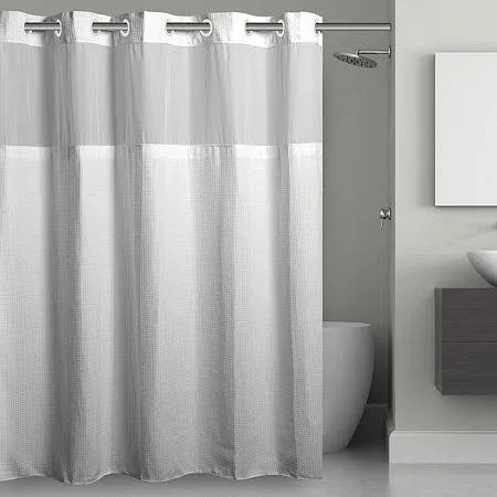 Hookless® Microfiber Fabric 3-in-1 Shower Curtain Set with PEVA It’s A Snap!® Snap-In Liner and Window