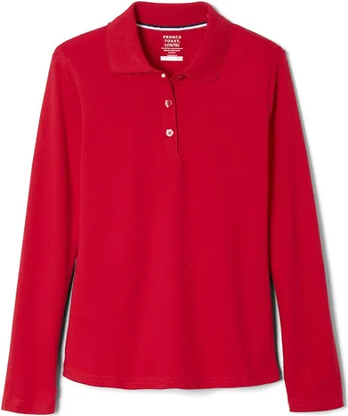 French Toast Girls 4-6x Long Sleeve Interlock Polo Shirt