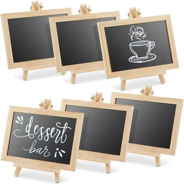 Juvale 6-Pack Wooden Framed Chalkboard Signs with Easel Stand