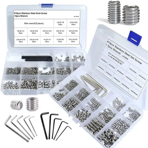 830pcs Set Screw Assortment Kit, Standard SAE + Metric Allen Head Socket Hex ...