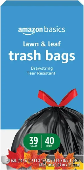 Amazon Basics Lawn & Leaf Drawstring Trash Bags