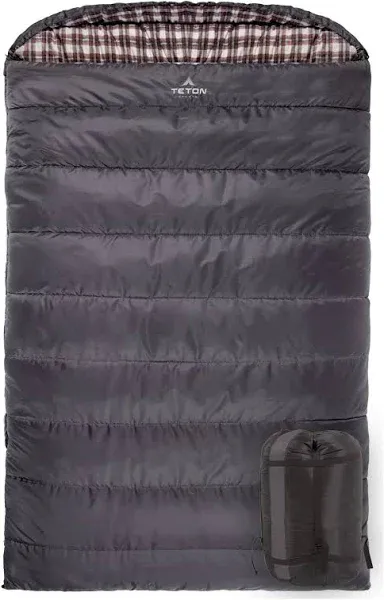 TETON Mammoth, 20 Degree and 0 Degree Sleeping Bags, Double Sleeping Bag, A Warm Bag the Whole Family can Enjoy. Great Sleeping Bag for Camping, Hunting and Base Camp. Compression Sack Included