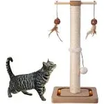 PEEKAB Cat Scratching Post Premium Sisal Toll Scratch Posts with Tracking Interactive Toys Vertical Scratcher for Indoor Cats and Kittens- 25 Inches