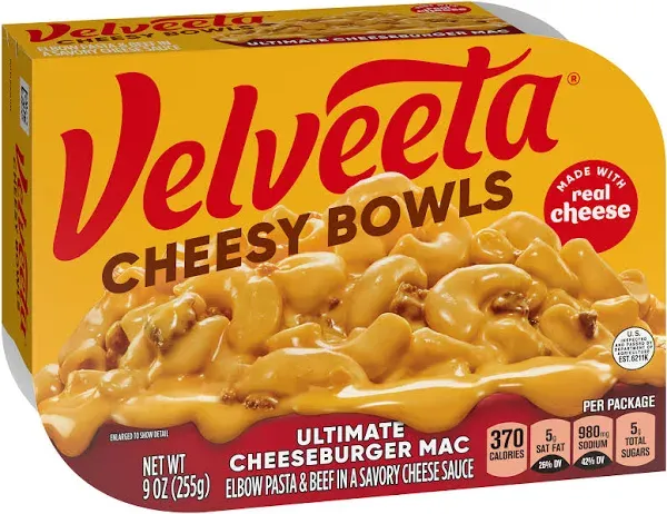 Velveeta Cheesy Bowls, Bacon Mac and Cheese, 9 oz