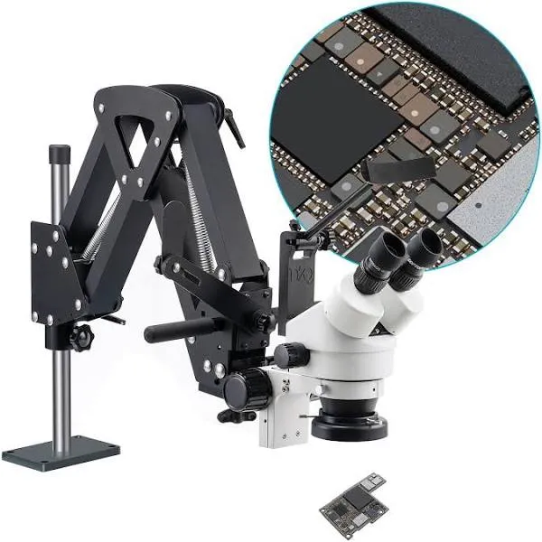 DZQ Micro Inlaid Mirror 7X-45X Multi-Directional Microscope Set Working Distance 3.7-11.8 inch Micro-Setting Microscope Spring Bracket with Ring Light and 3inch Ball Vise(360°Rotation)