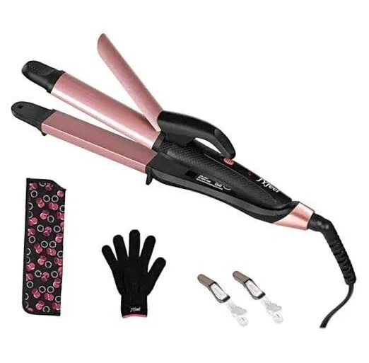 JYfeel 2 in 1 Travel Curling Flat Iron Dual Voltage Mini Hair Straightener and Curler