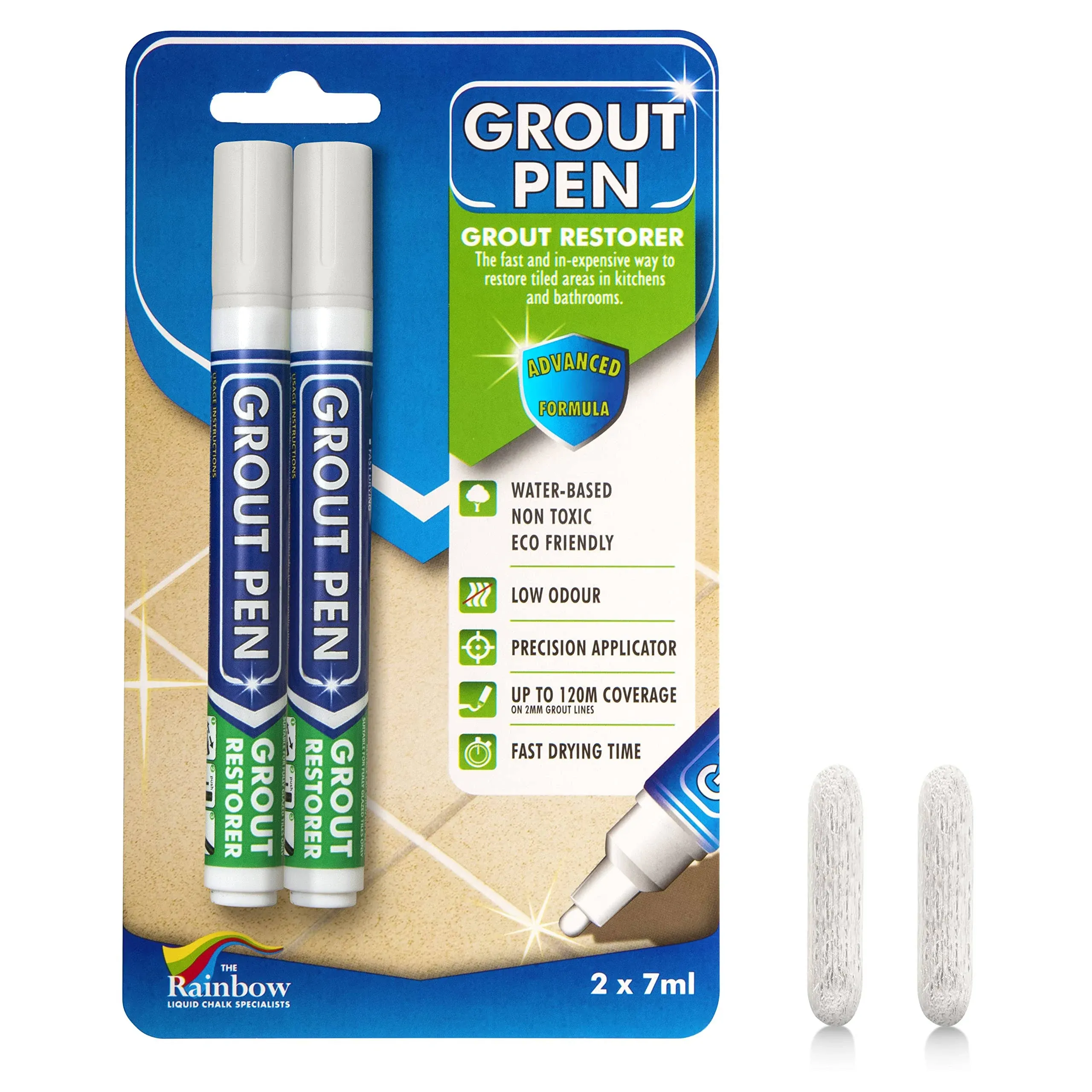 Grout Pen Tile Paint Marker: Waterproof Grout Paint, Tile Grout Colorant and Sealer Pen Narrow 5mm Tip (2 Pack)