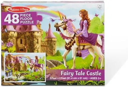 Melissa &amp; Doug Fairy Tale Castle Jumbo Jigsaw Floor Puzzle 48 pcs 2 x 3 Feet New