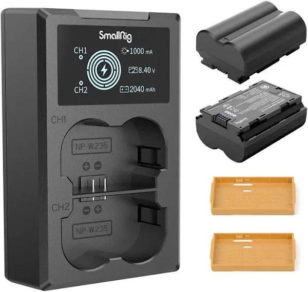 SmallRig NP-W235 Camera Battery Charger Set for Fujifilm X-T5, X-T4, Double Slot NP-W235 Battery Charger for Fujifilm X-T5, X-T4, VG-XT4, X-S20, GFX50S II, GFX100S, X-H2, X-H2S, 2040mAh - 3822