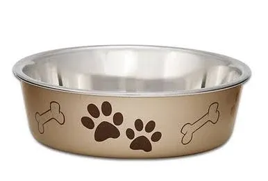 Loving Pets - Bella Bowls - Dog Food Water Bowl No Tip Stainless Steel Pet Bowl No Skid Spill Proof (Small, Champagne)